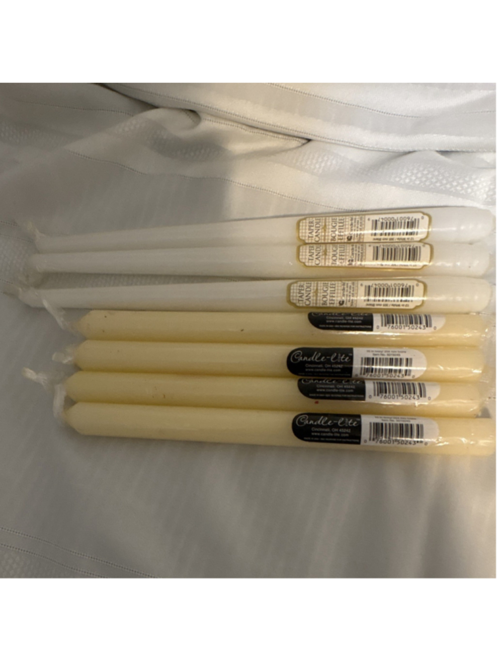 Candle-lite Taper Dinner Candles Wax Ivory White 10in 12in
